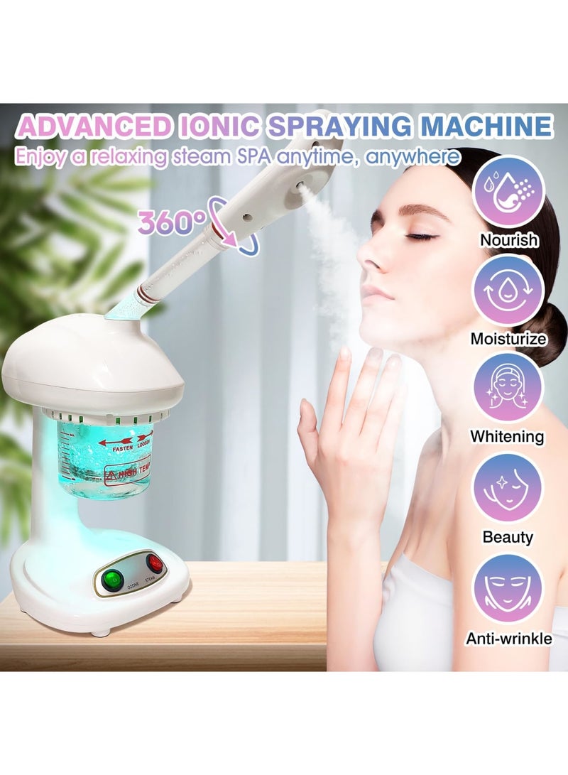 SYOSI Nano Ionic Face Steamer - Deep Cleaning Facial Steamer with Extendable Arm and 360° Rotating Nozzle - Auto Shut Off & Detachable Water Tank for Home Salon Use - Image 3
